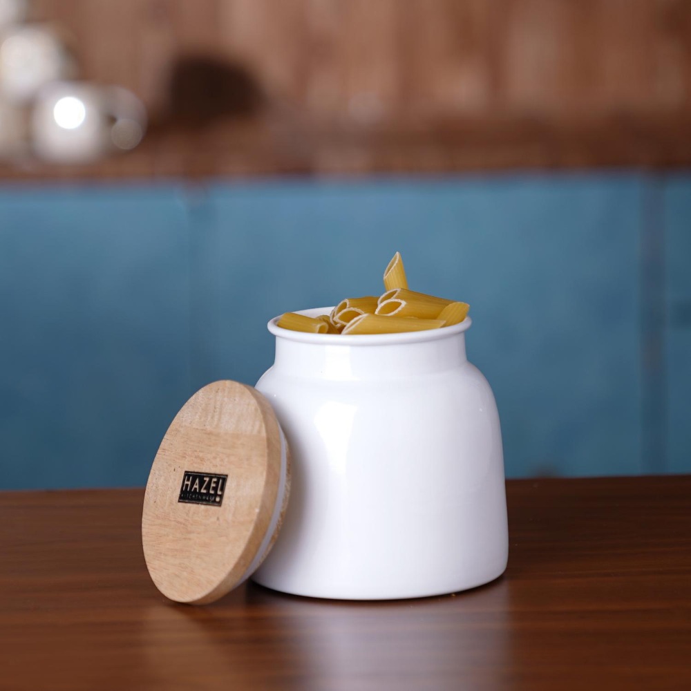 HAZEL Storage Container for Kitchen | Air Tight Container for Storage with Lid, White, 750 ML