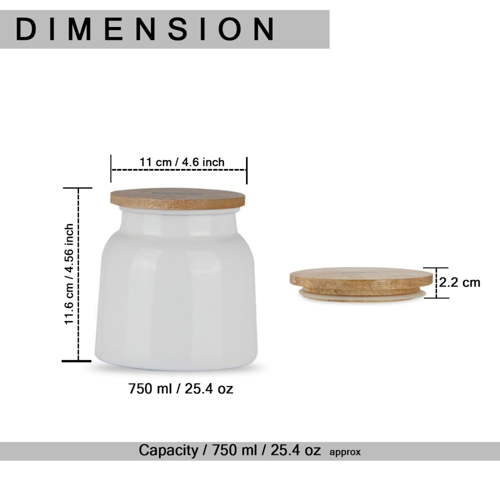 HAZEL Storage Container for Kitchen | Air Tight Container for Storage with Lid, White, 750 ML