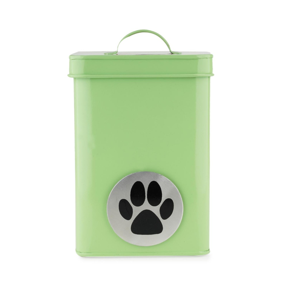 HAZEL Pet Food ContainerÂ withÂ Lid | Metal Multipurpose Containers for CatÂ food, Green, 3200 ML