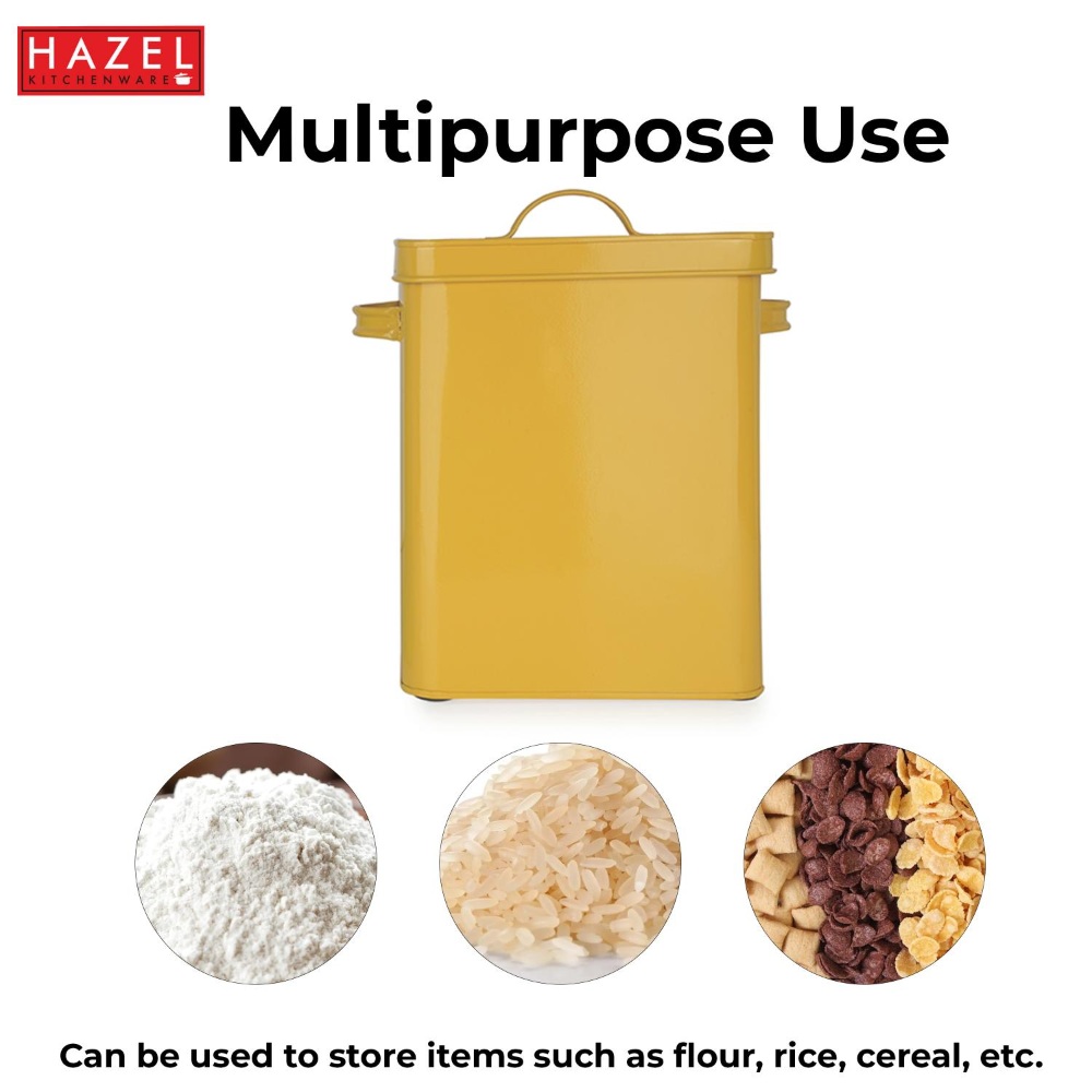 HAZEL Pet Food Container with Lid | Metal Multipurpose Containers for Dog food, Yellow, 6600 ML