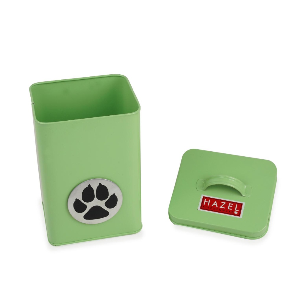 HAZEL Pet Food ContainerÂ withÂ Lid | Metal Multipurpose Containers for CatÂ food, Green, 3200 ML