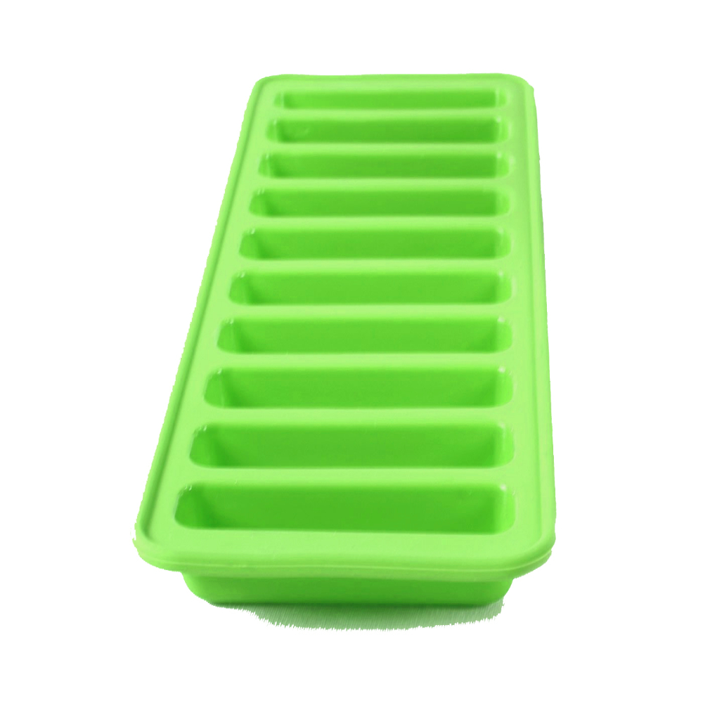 HAZEL 10 Cavity Silicon Chocolate Bar Ice Cube Mould, 1 Pc, Green