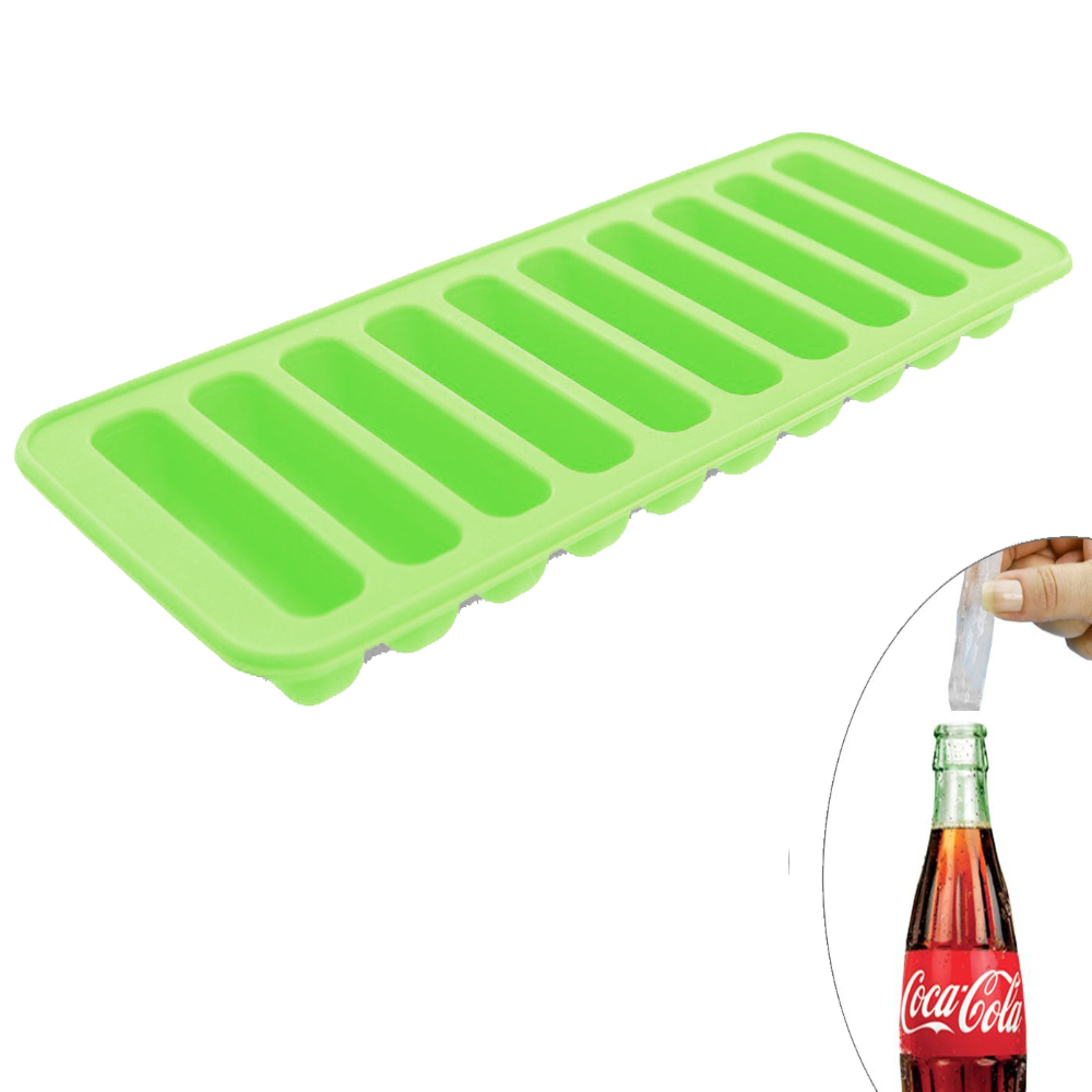HAZEL 10 Cavity Silicon Chocolate Bar Ice Cube Mould, 1 Pc, Green