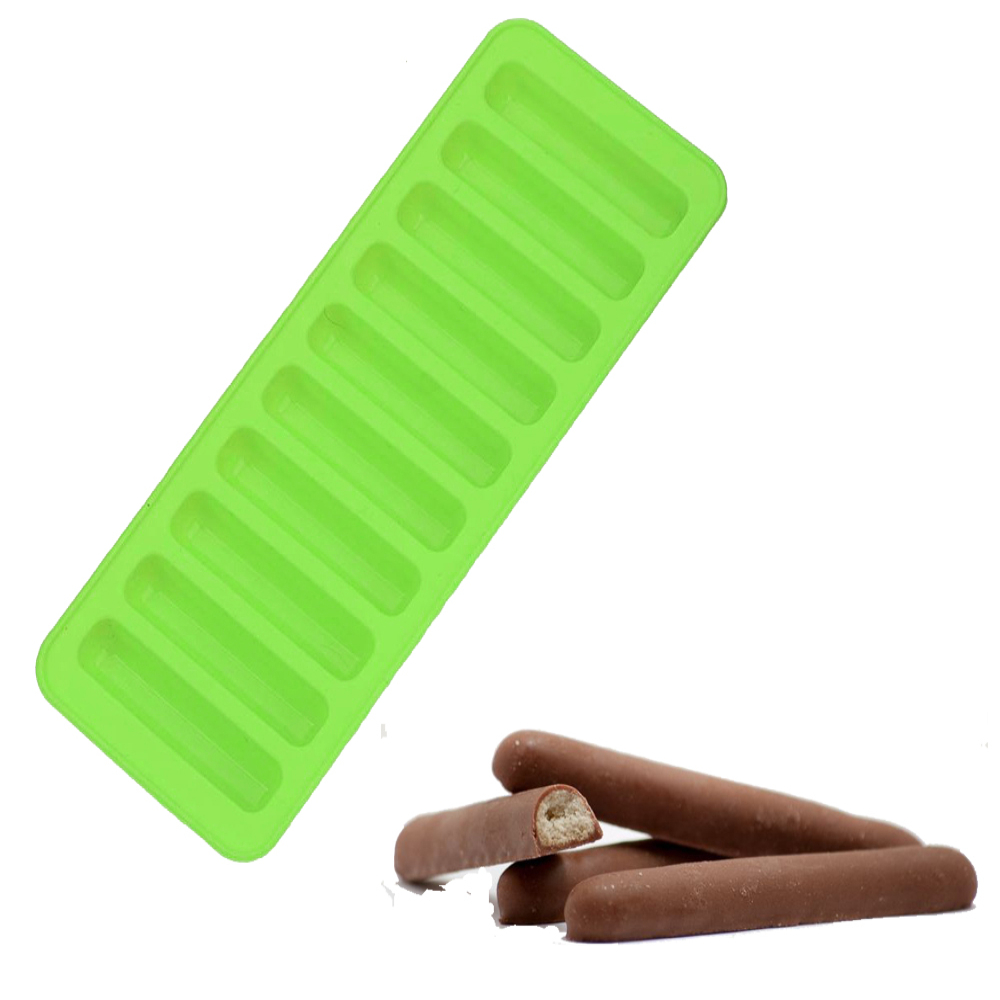 HAZEL 10 Cavity Silicon Chocolate Bar Ice Cube Mould, 1 Pc, Green