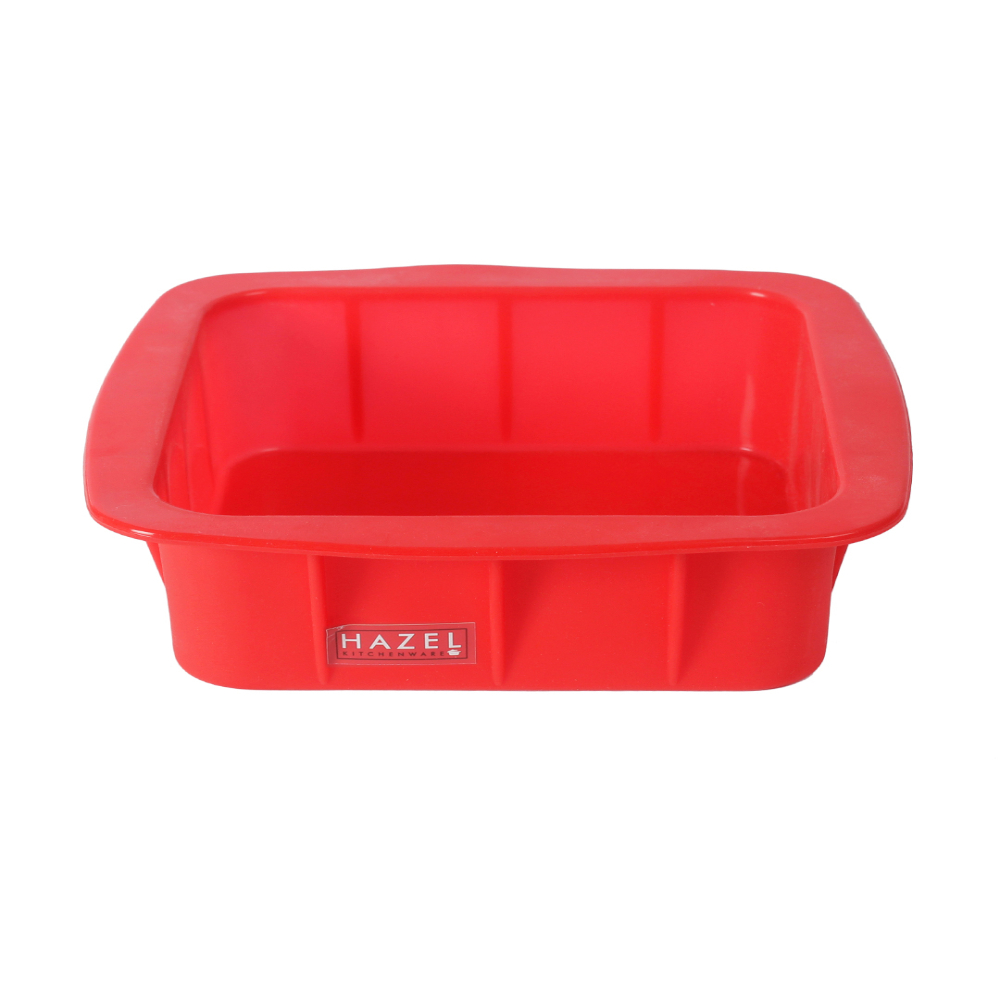 HAZEL Small Silicon Square, Round and Heart Shape Cake Mould for Half Kg, 3 Pcs, Red