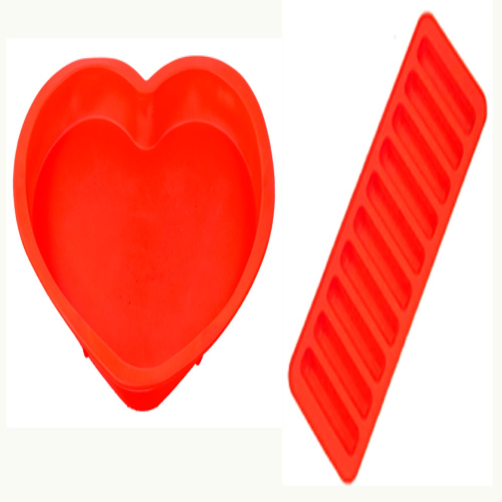 HAZEL Small Silicon Red Heart Shape Cake Mould for Half Kg with 10 Cavity Chocolate Bar Ice Cube