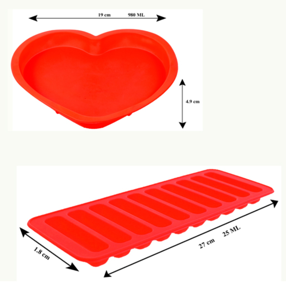 HAZEL Small Silicon Red Heart Shape Cake Mould for Half Kg with 10 Cavity Chocolate Bar Ice Cube