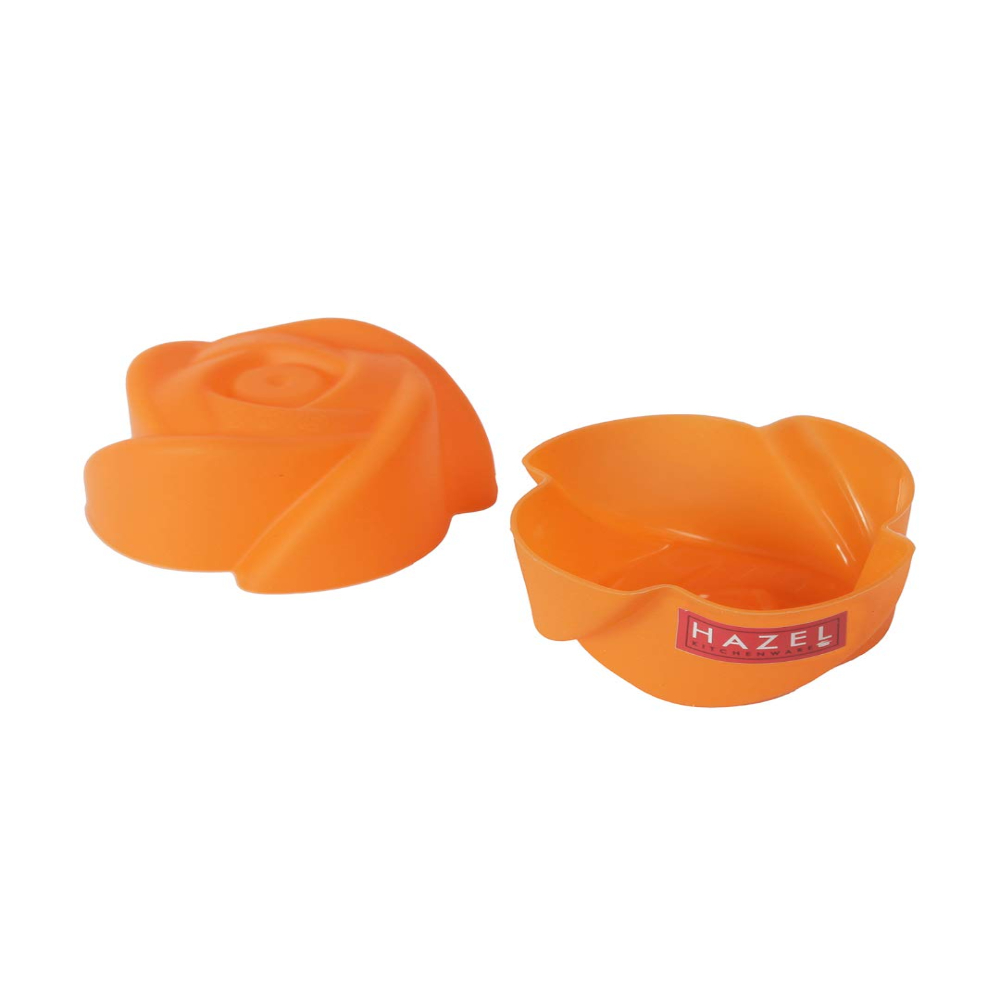 HAZEL Silicone Rose Shape Muffin Mould, 12 Pcs, Orange