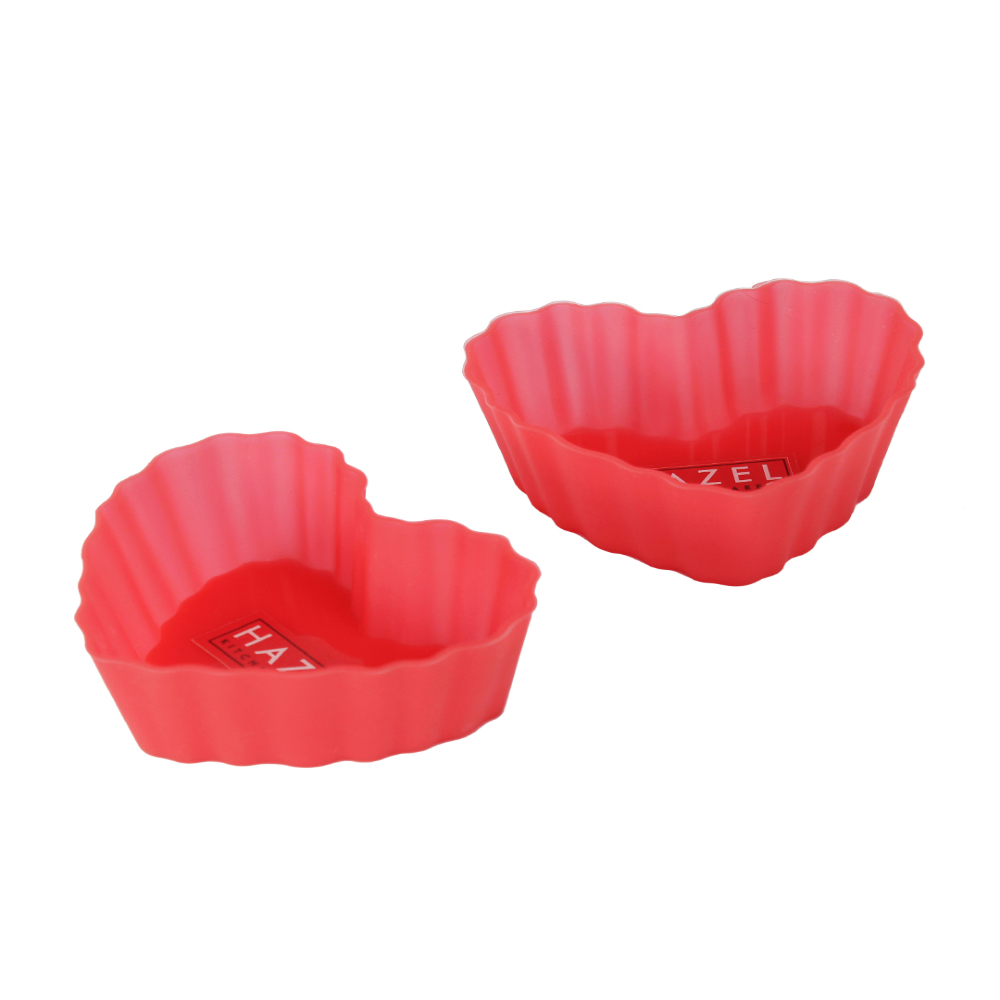 HAZEL Silicone Heart Shape Muffin Mould, 24 Pcs, Red