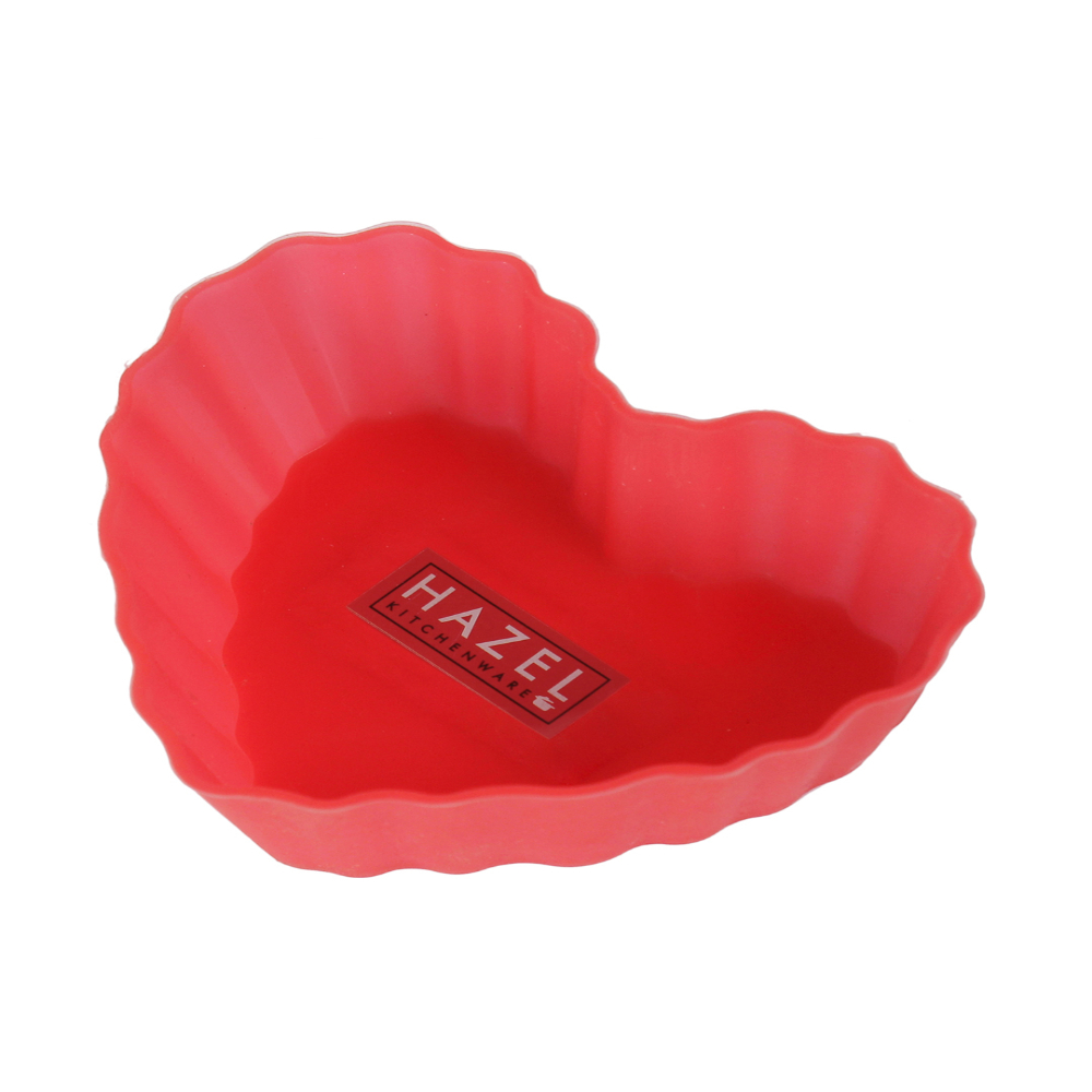 HAZEL Silicone Heart Shape Muffin Mould, 24 Pcs, Red