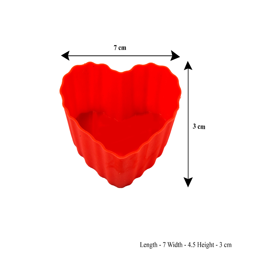 HAZEL Silicone Heart Shape Muffin Mould, 24 Pcs, Red