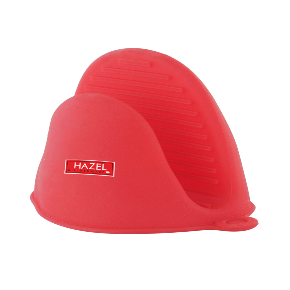 HAZEL Silicone Pinch Grip Mitts Microwave Oven Heat Resistant Gripper Kitchen Pot Holder, Red