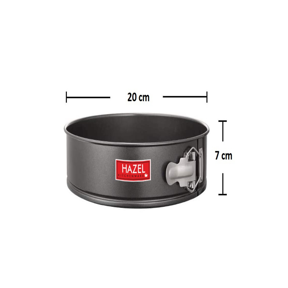 HAZEL Round Aluminium Cake Mould Teflon Non-Stick Coated Microwave Oven Safe Baking Cake Pan Removable base Springform Cake Tin, 20 cm