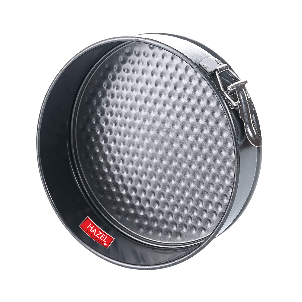HAZEL Round Aluminium Cake Mould Teflon Non-Stick Coated Microwave Oven Safe Baking Cake Pan Removable base Springform Cake Tin, 22 cm