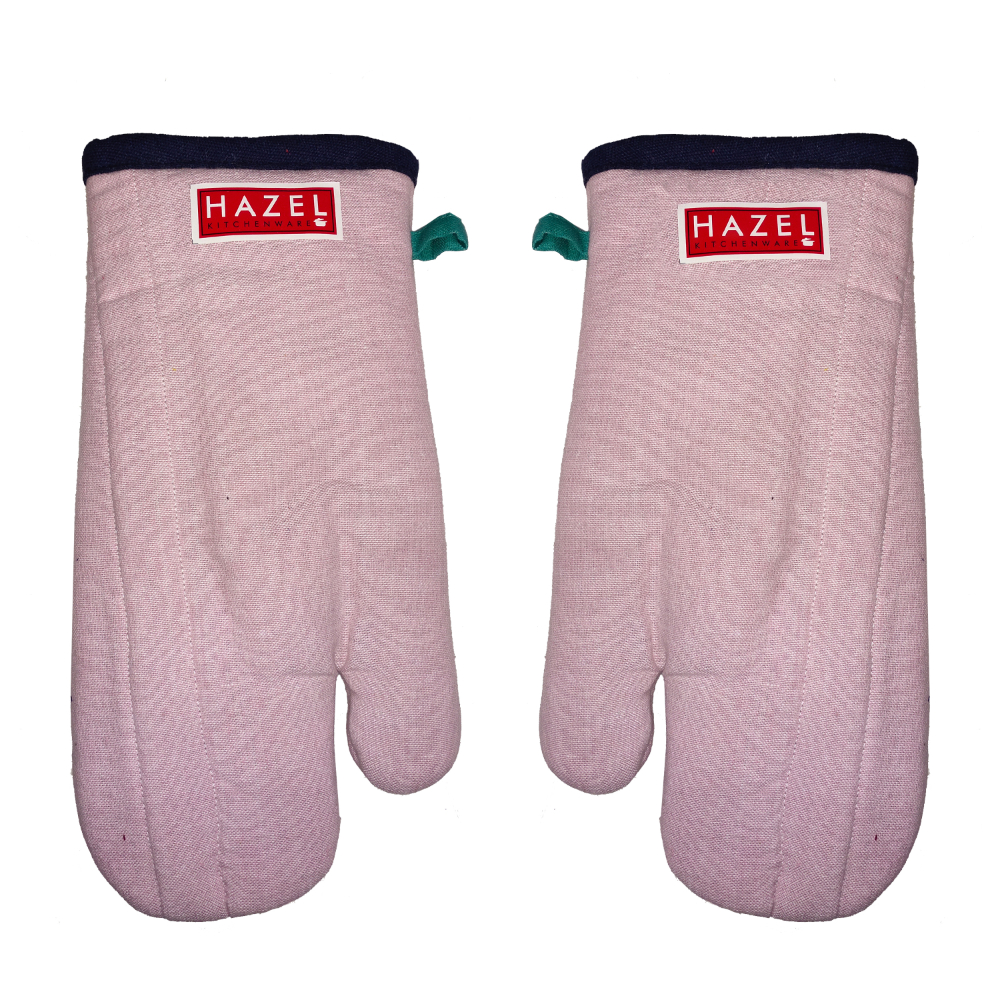 HAZEL Cotton Microwave Oven Gloves Heat Resistant Potholder Mitten Gloves For Baking , Set of 2