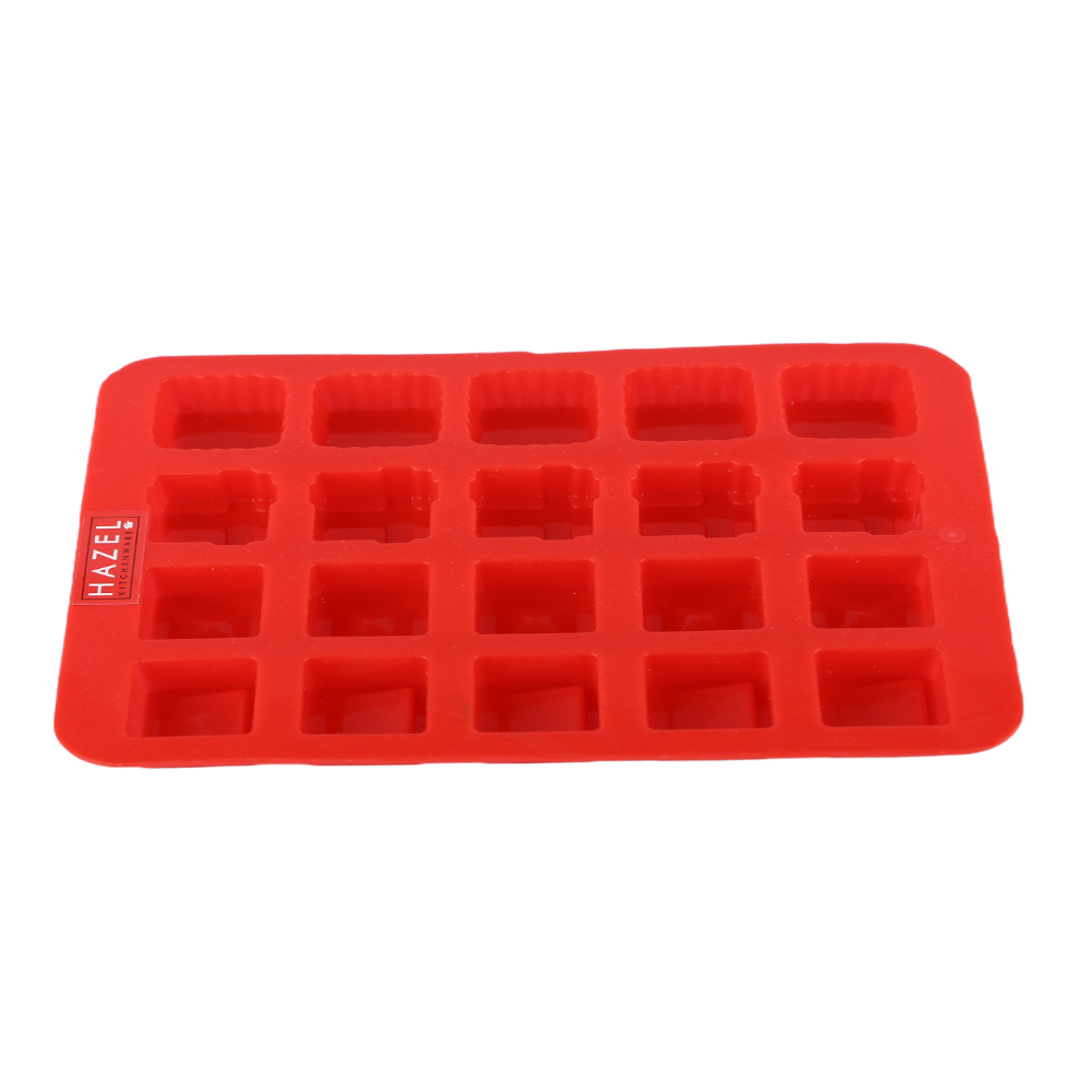 HAZEL Silicone Chocolate Square Star Flower 3D DIY Homemade Candy Baking Mould, Reusable Oven Safe Food Grade, Set of 3, Red