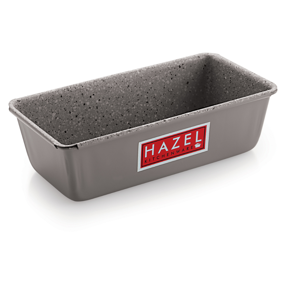 HAZEL Pav Mould Loaf Tin Heavy Gauge Aluminized Steel Non Stick Bread Mold without Cover Lid For Microwave Oven OTG Baking Pan, Grey
