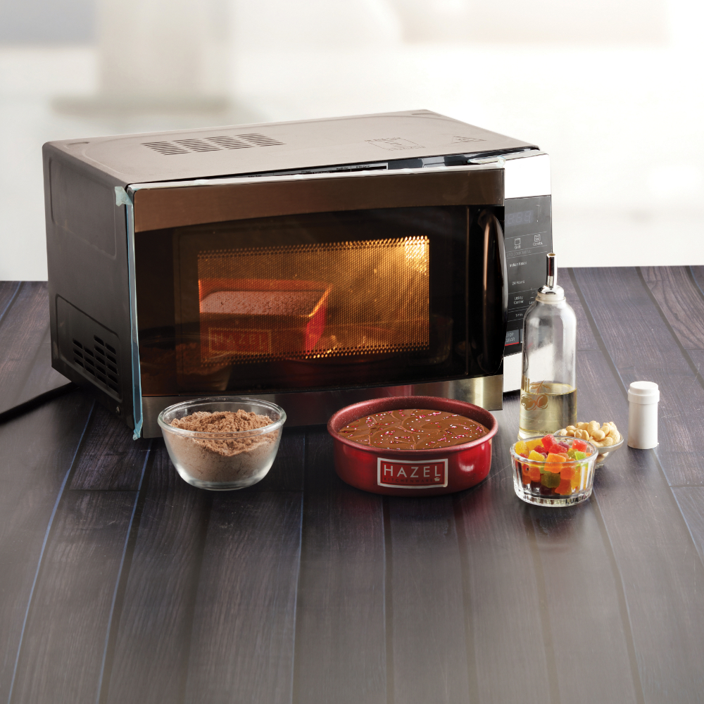 HAZEL Cake Mould Mold Set Round 1/2kg And Square 1/2kg Shaped Aluminized Steel Non Stick Cake Mold 500 gm For Microwave Oven OTG Baking Pan Set of 2, Red