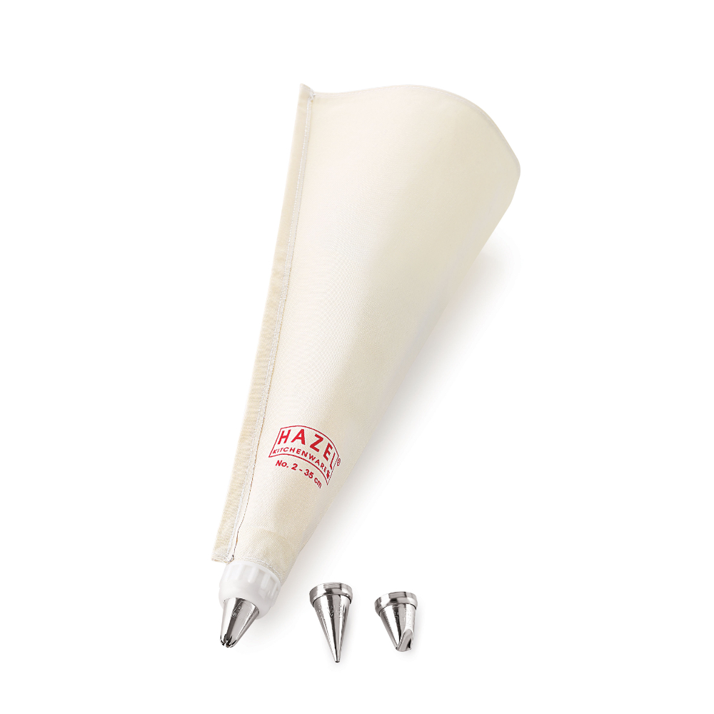 HAZEL Piping Bags With Nozzles Set |Reusable Cake Icing Bag With 3 Nozzles |Piping Bags For Cake Decoration Items , Big Size 35 cm, White