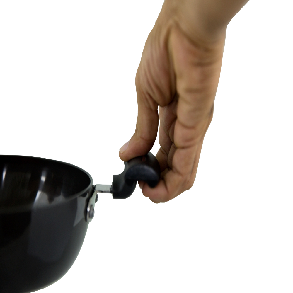 HAZEL 3 mm Hard Anodised Kadai Deep Aluminium Anodized Frying Kadhai, 2700 ml, Black