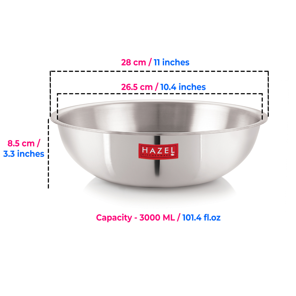HAZEL Triply Stainless Steel Induction Bottom Tasra With Stainless Steel Lid, 3 Litre, 26.5 cm