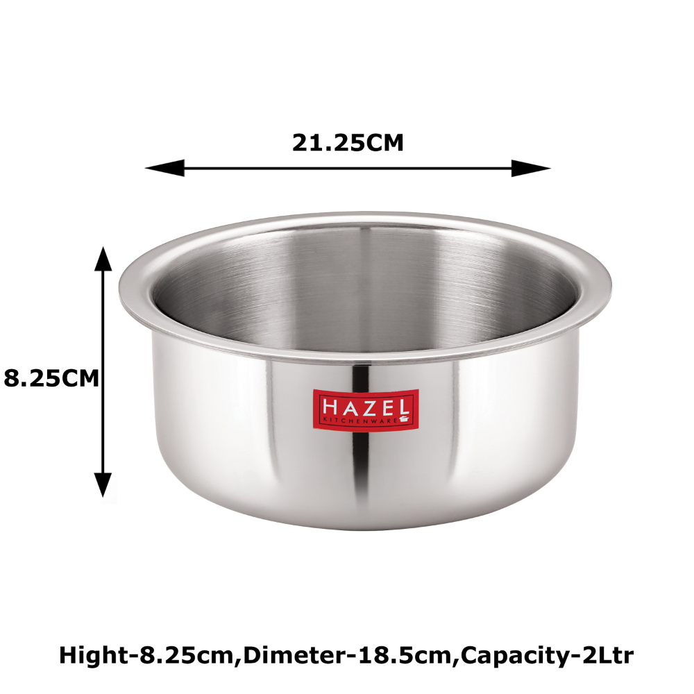 HAZEL Triply Stainless Steel Induction Bottom Tope With Stainless Steel Lid, 2 Litre, 18.5 cm