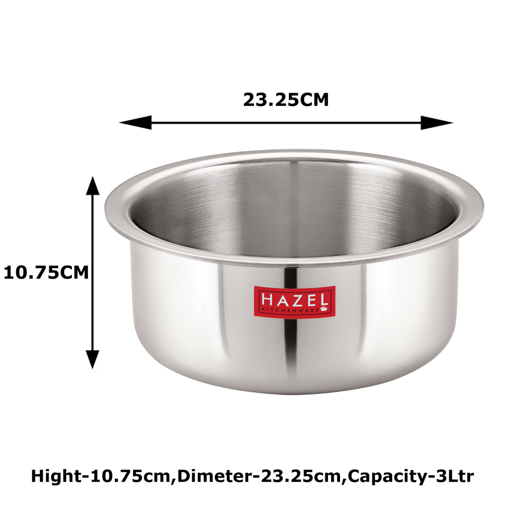 HAZEL Triply Stainless Steel Induction Bottom Tope With Stainless Steel Lid, 3 Litre, 20.5 cm