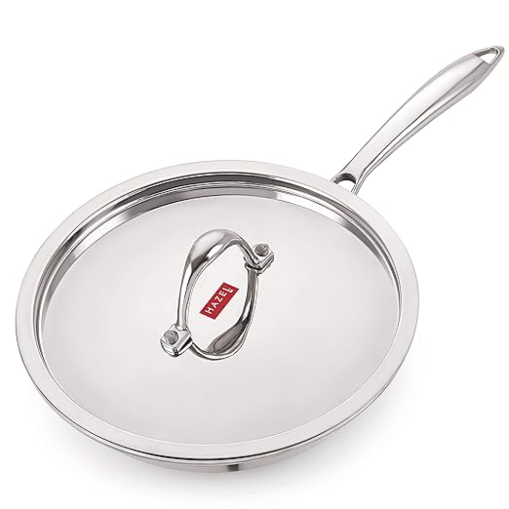 HAZEL Triply Stainless Steel Induction Bottom Fry Pan With Stainless Steel Lid, 1.5 Litre, 22 cm
