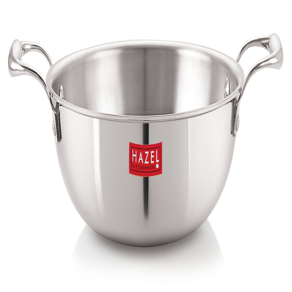 HAZEL Triply Stainless Steel Induction Bottom Kadhai and Tasra 1.5 Litre, Tope With Handle 3.6 Litre