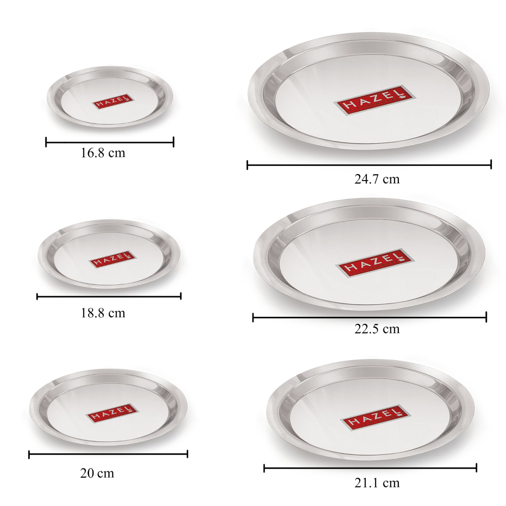 HAZEL Induction Base Tope Stainless Steel Heavy Base Thick Flat Bottom Patila Cookware With Steel Lids Cover Utensil For Kitchen ( 6 Topes & 6 Lids), 12 Pieces