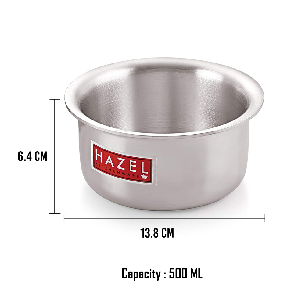 HAZEL Alumunium Tope Patila | Boiling Vessels Bhagona Dekchi Cooking Items For Kitchen, Capacity 500 ml, 11.5 cm, Silver