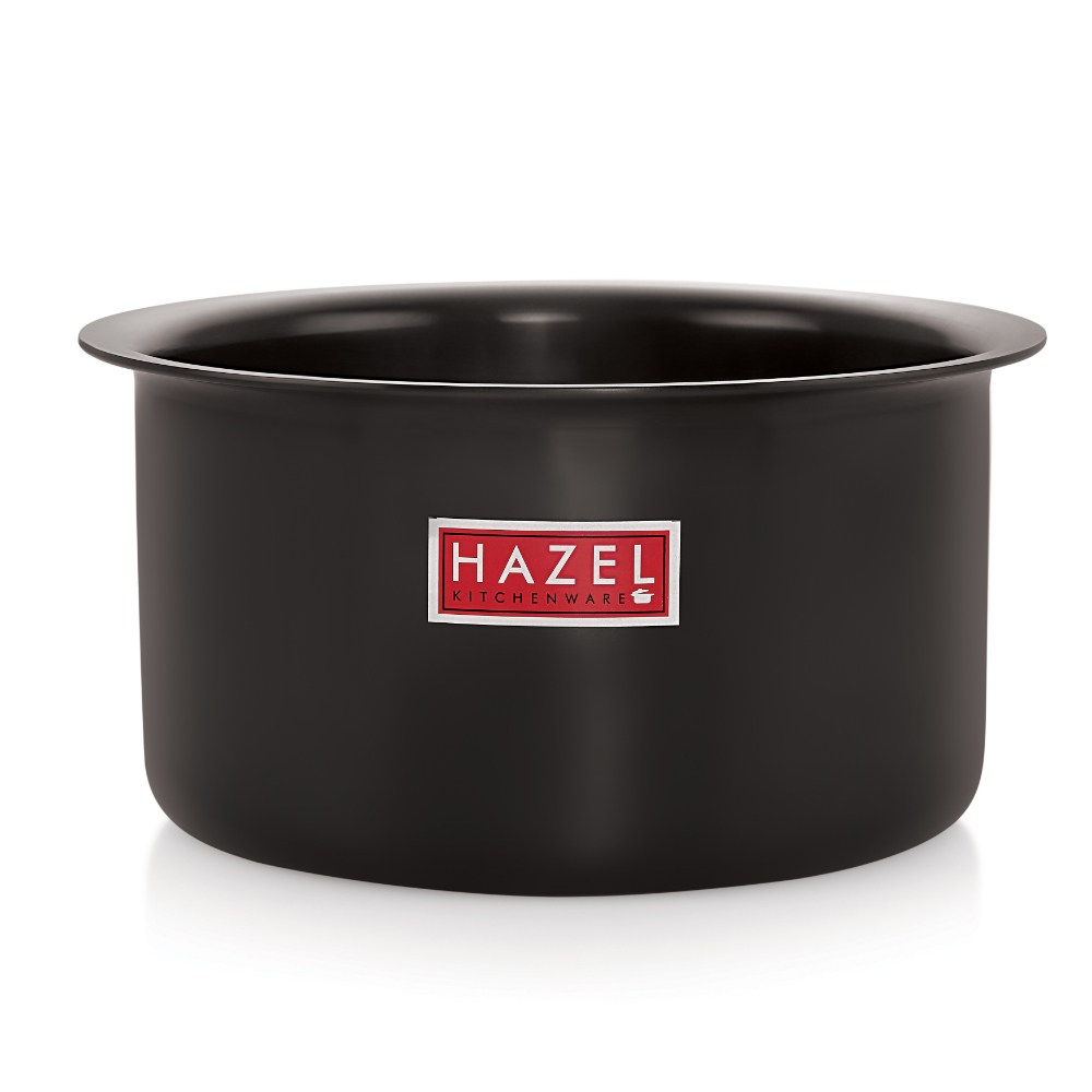 HAZEL Hard Anodised Aluminium Tope With Lid | Hard Anodised Cookware Boiling Tope Patila With Steel Lid Cover For Cooking (Tope Capacity 5600ml, Lid 27.6 cm), Black