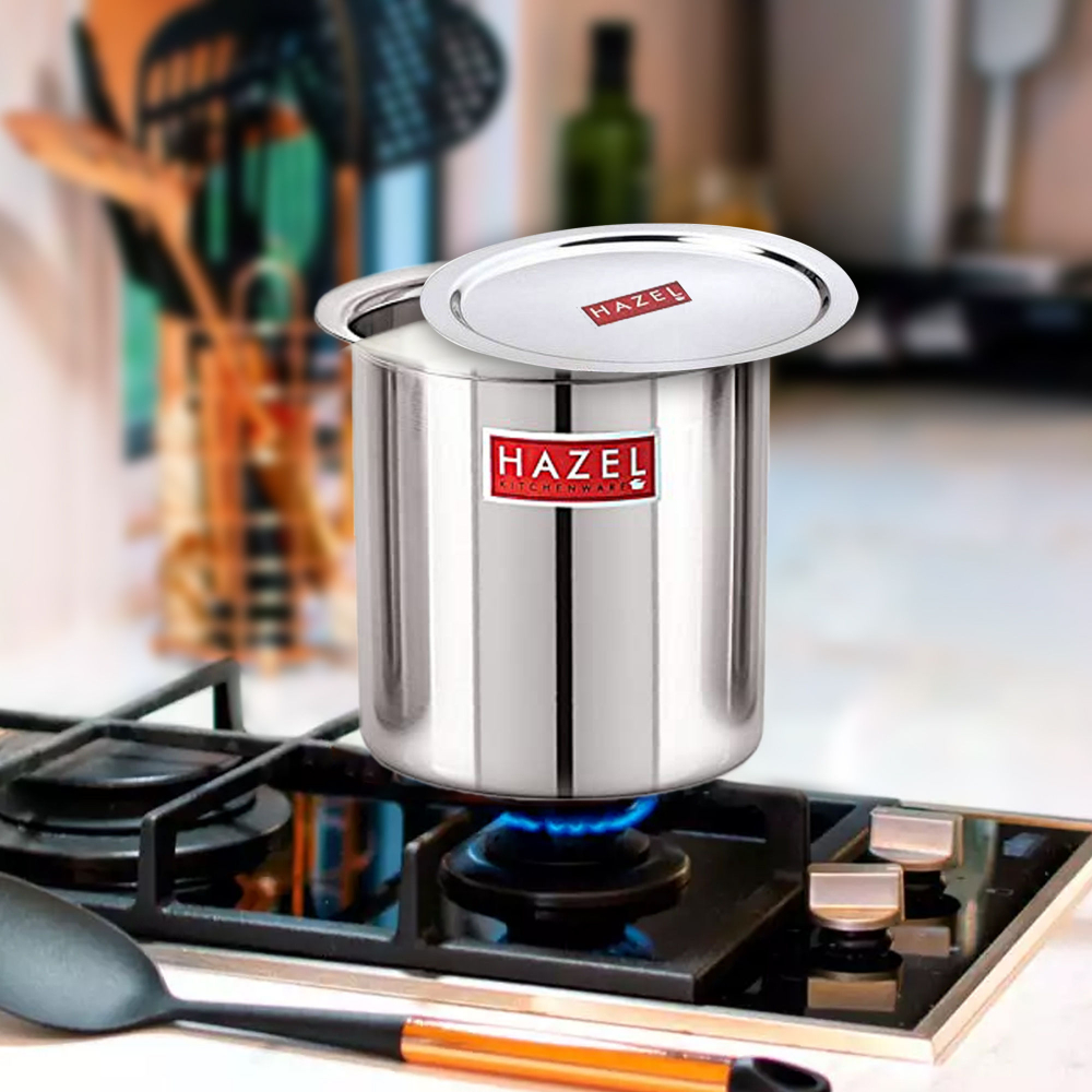 HAZEL Steel Milk Pot with Lid | Stainless Steel Milk Boiler Container | Milk Boiling Vessel Gunj for Kitchen, 1800 ml