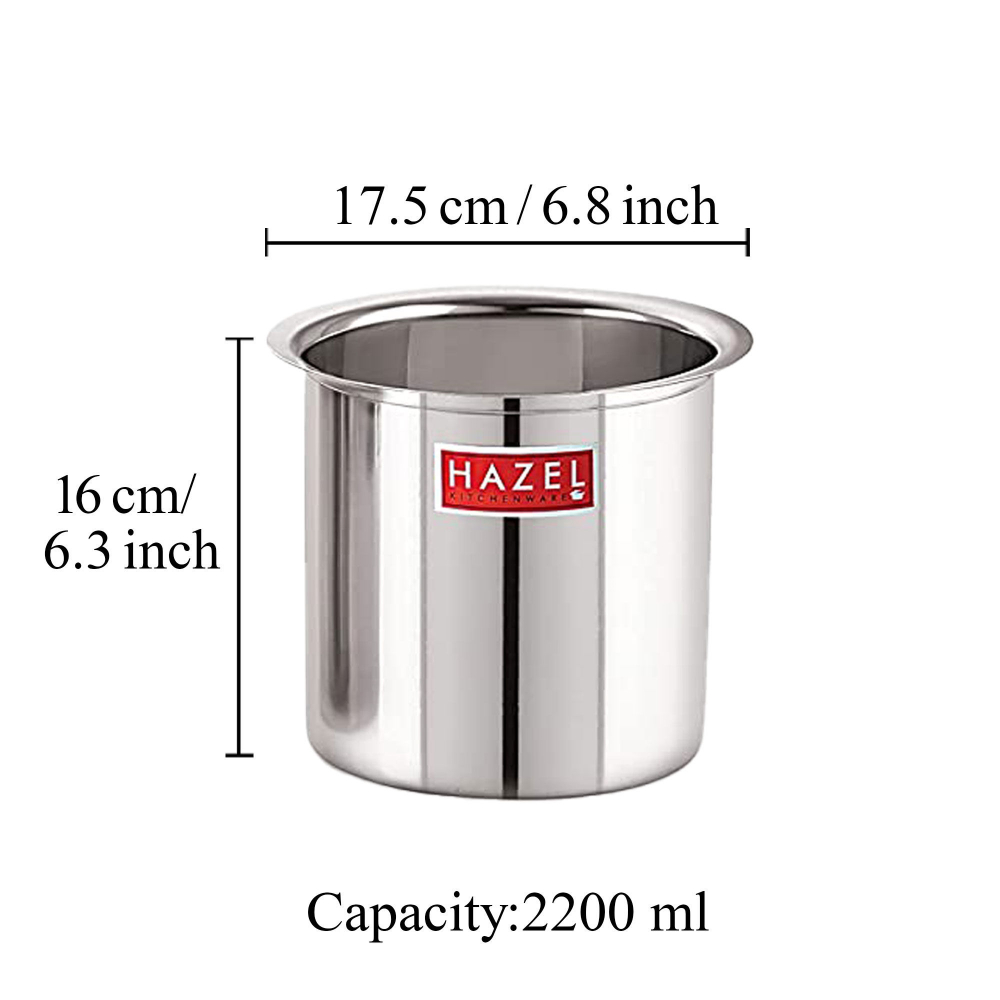 HAZEL Steel Milk Pot with Lid | Stainless Steel Milk Boiler Container | Milk Boiling Vessel Gunj for Kitchen, 2200 ml