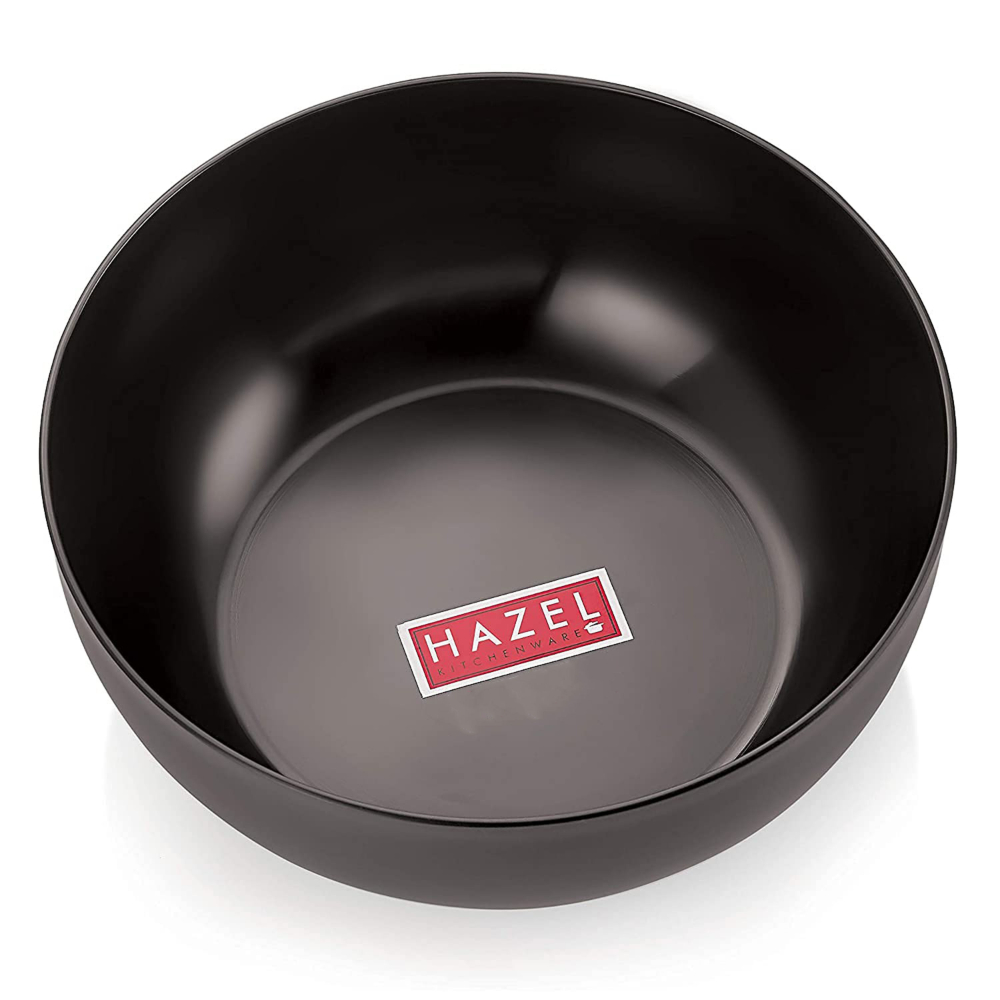 HAZEL Hard Anodised Kadai with Lid | Hard Anodized Tasra Cookware with Lid | Aluminium Kadai Without Handle | Tasra with Lid Combo, 2800 ML