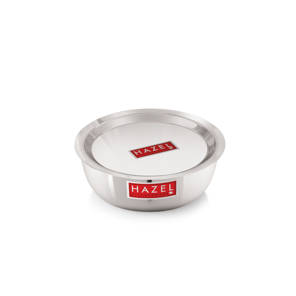 HAZEL Aluminium Kadai Without Handle | Kadhai Aluminium with Cover |  Aluminium Induction Tasra with Lid  | Aluminium Cookware with Lid Combo, 1200 ml