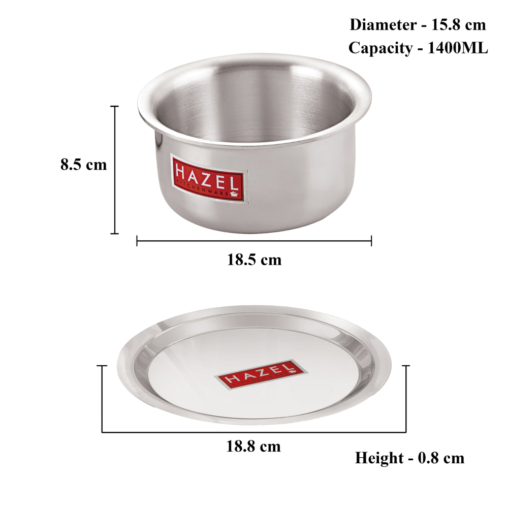 HAZEL Induction Tope with Lid | Aluminium Cookware with Lid | Induction Base Aluminium Bhagona | Combo of Tope with Lid, 1400 ml