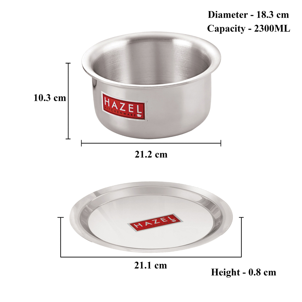 HAZEL Aluminium Tope with Lid | Food-Grade Aluminium Kitchen Utensils for Traditional Indian Cooking |Combo of Tope with Lid, 2300 ml