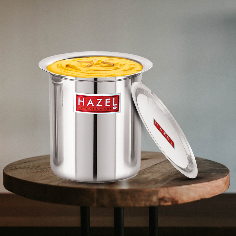 HAZEL Steel Milk Pot with Lid |Stainless  Steel Milk Boiler Container | Milk Boiling Vessel Gunj for Kitchen, 3500 ML