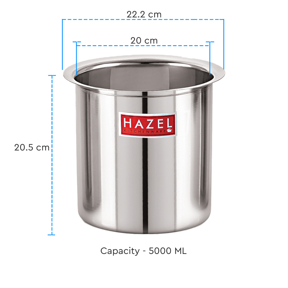 HAZEL Steel Milk Pot with Lid |Stainless  Steel Milk Boiler Container | Milk Boiling Vessel Gunj for Kitchen, 5000 ML