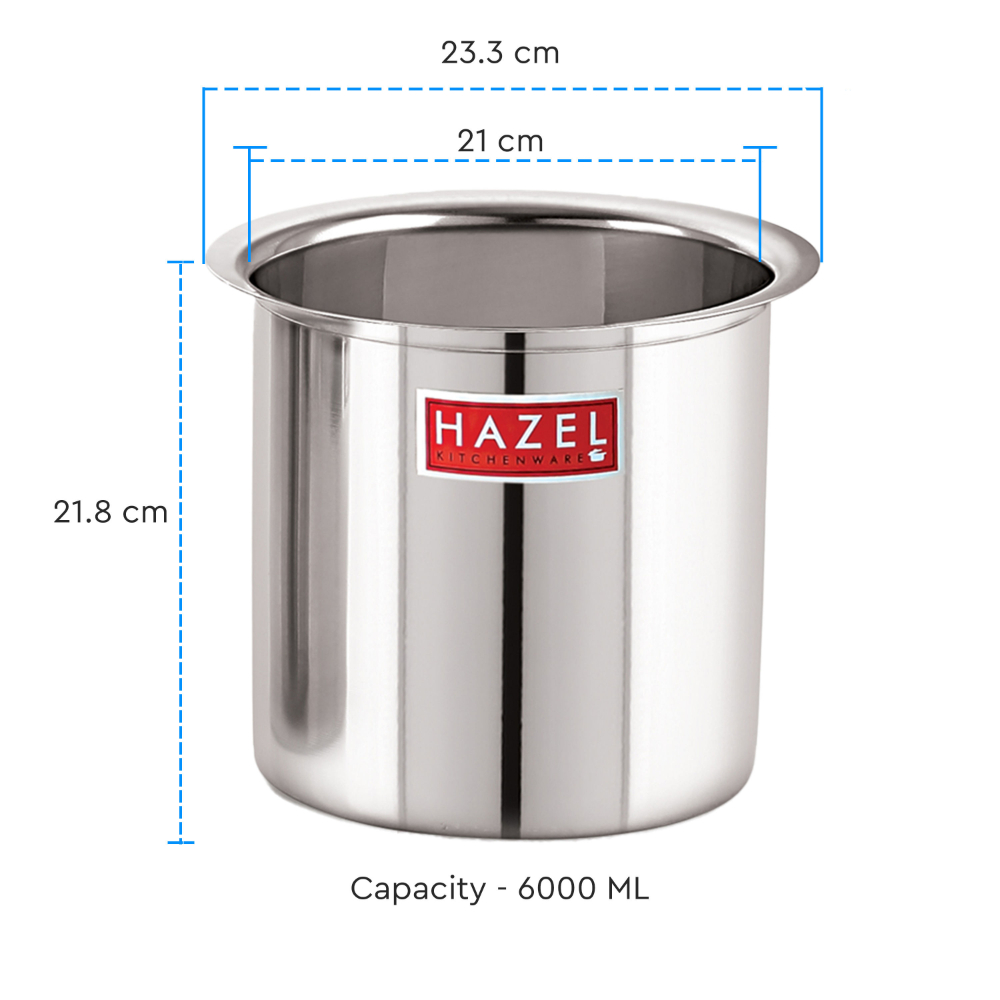 HAZEL Steel Milk Pot with Lid |Stainless  Steel Milk Boiler Container | Milk Boiling Vessel Gunj for Kitchen, 6000 ML