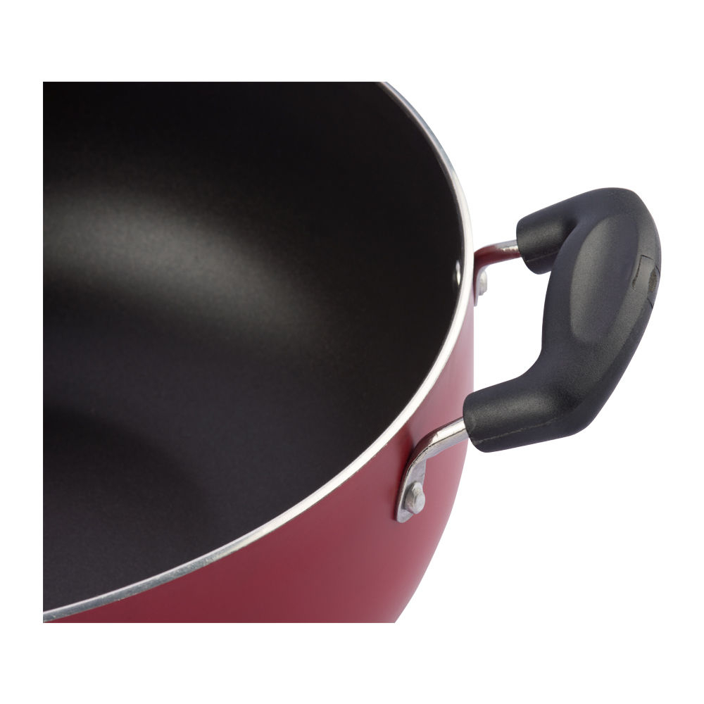 Vinod Cookware Zest 3mm Aluminium Non Stick Induction Friendly Deep Kadai with Lid, 28 cm, 5.5 Ltr