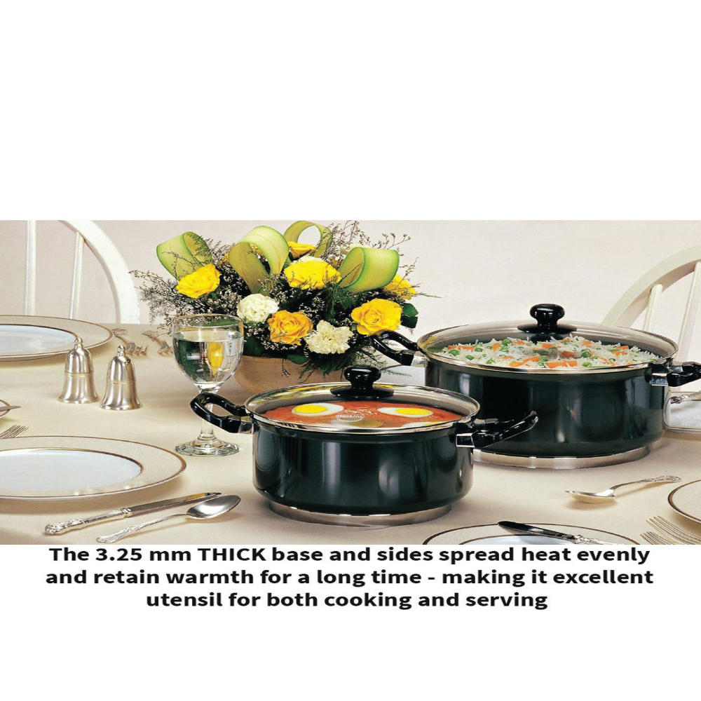 Futura Nonstick 3.25 mm Cook-n-Serve Stewpot With Glass Lid, 3 Ltr, 20 cm
