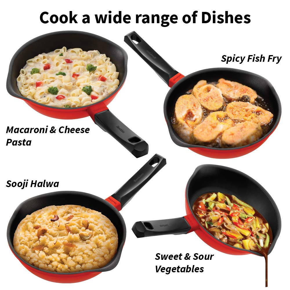 Hawkins Nonstick Induction Compatible Die Cast Frying Pan With Glass Lid, 22 cm