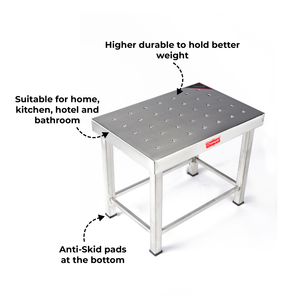 Champak Stool Bathroom Stainless Steel Patla 11 Inch