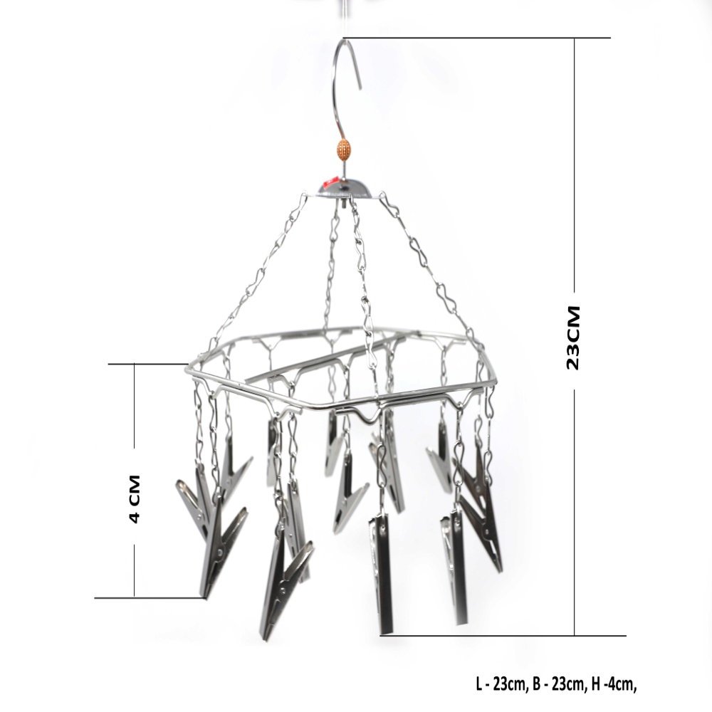 HAZEL Cloth Hanger Stainless Steel with 15 Clips