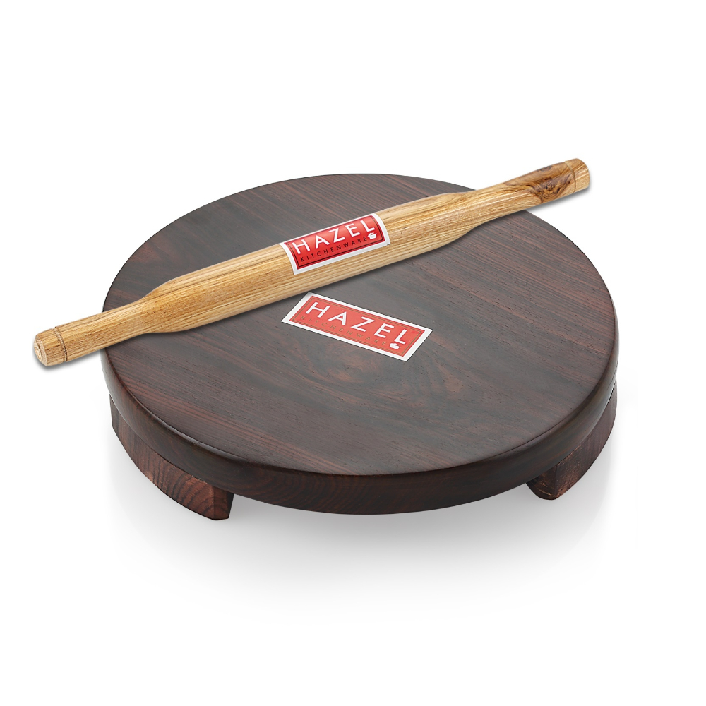 HAZEL Sheesham Polpat Chakla Roti Chapati Maker 24 cm With Sagwan Roti Roller Belan Rolling Pin 35 cm