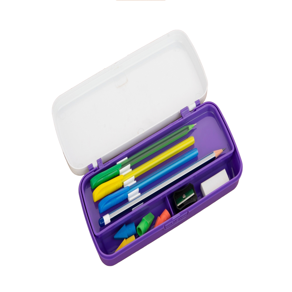HAZEL Pen Box For Stationary Organisers for Kids | Perfect pencil Box with Separator for School Kids | Crayon Box Storage For Stationary Box, Purple
