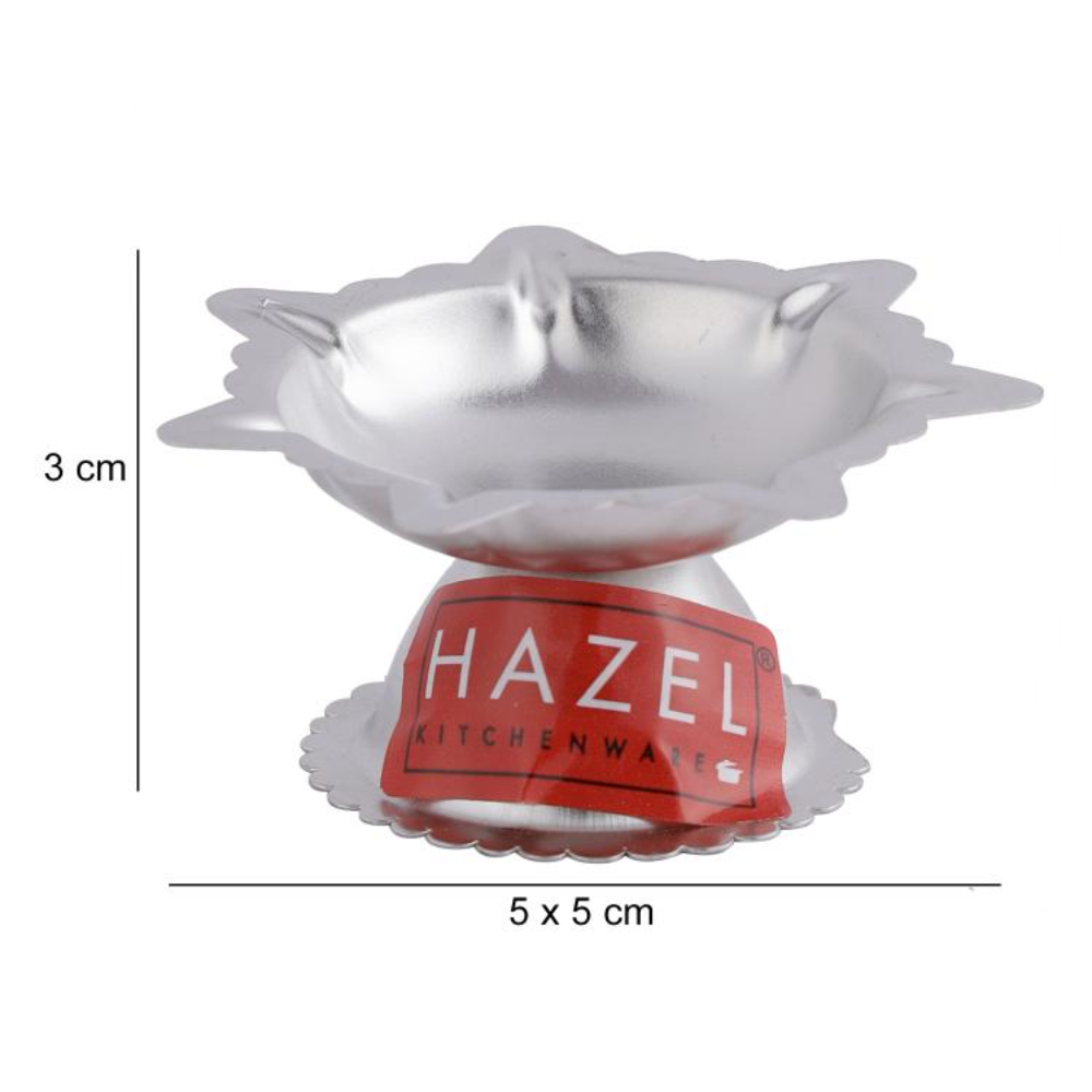 HAZEL Saptawati Diya for Puja | Stainless Steel Diva Table Deepak For Pooja | 7 Wati Wicks Oil Lamp Deep For Home Mandir Office Temple Pandol Pujan (5 x 3 cm), Set of 6