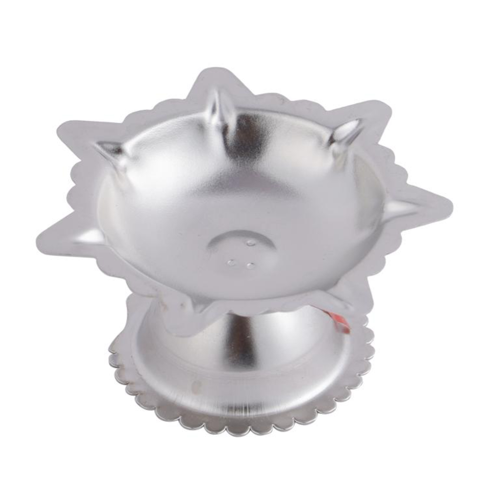 HAZEL Saptawati Diya for Puja | Stainless Steel Diva Table Deepak For Pooja | 7 Wati Wicks Oil Lamp Deep For Home Mandir Office Temple Pandol Pujan (5 x 3 cm), Set of 6